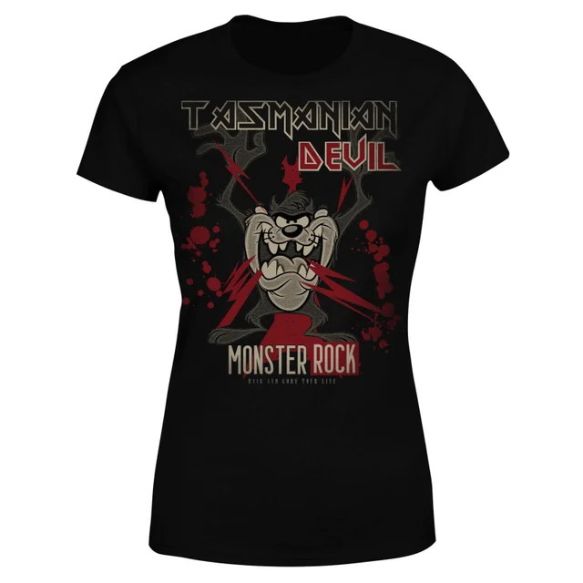 T-Shirt Femme Taz Diable de Tasmanie Monster Rock Looney Tunes - Noir