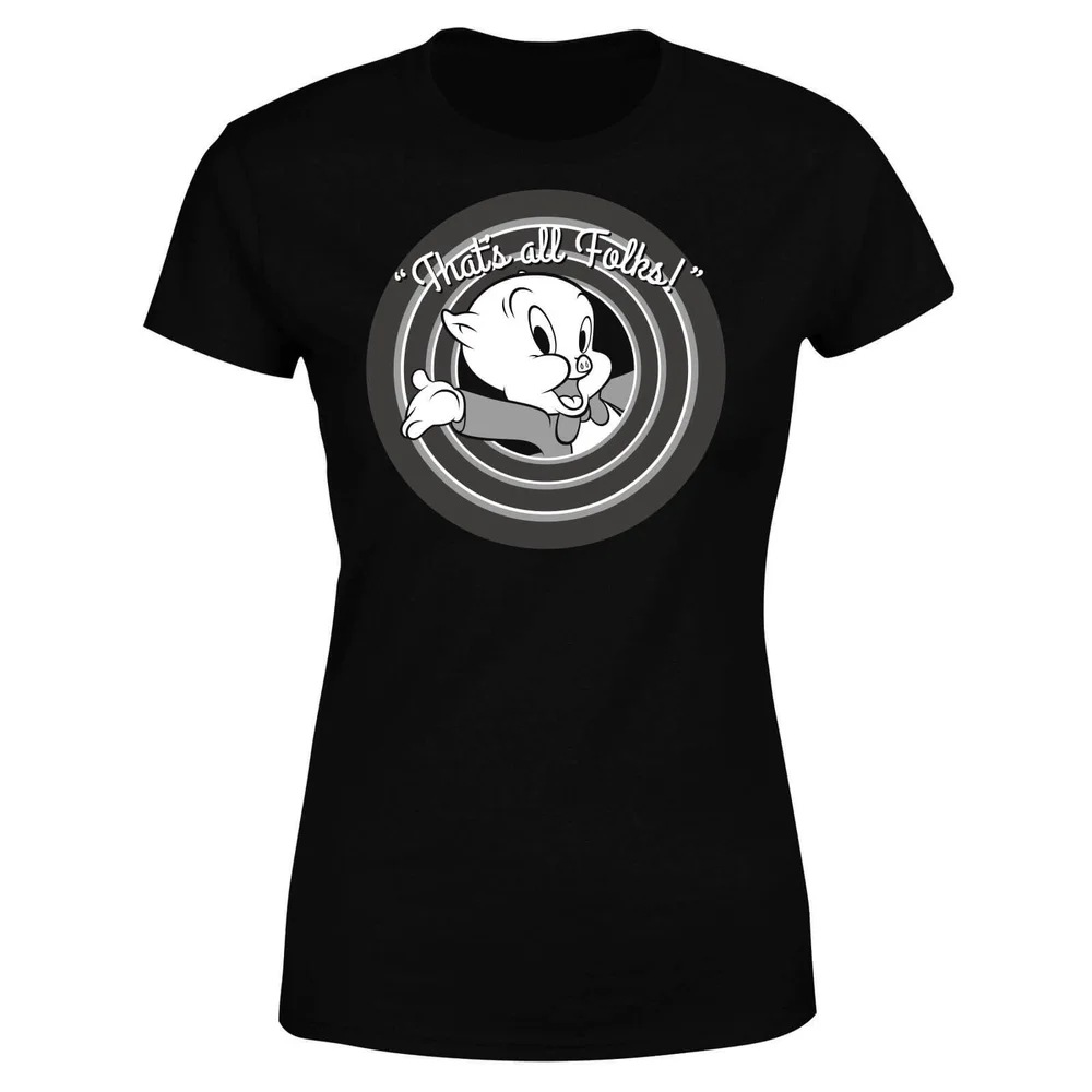 T-Shirt Femme That's All Folks ! Porky Pig Looney Tunes - Noir - S Image 1