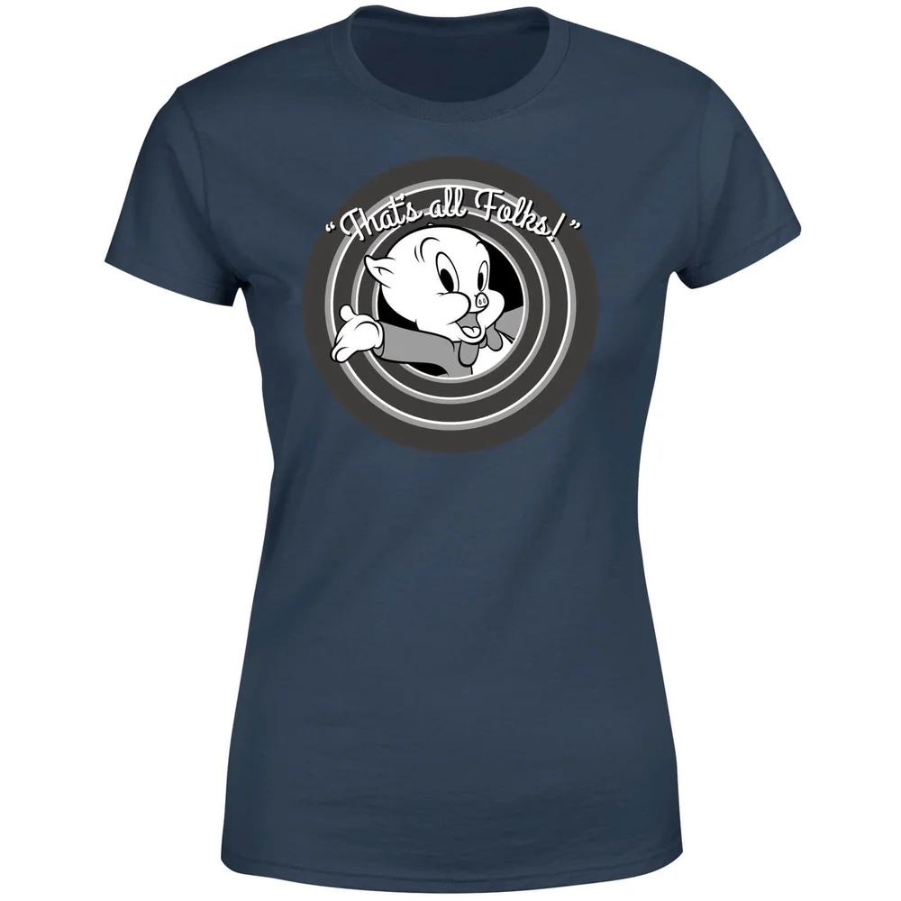 T-Shirt Femme That's All Folks ! Porky Pig Looney Tunes - Bleu Marine - S Image 1