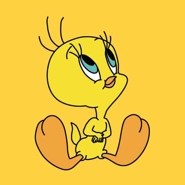 T-Shirt Femme Titi Assis Looney Tunes - Jaune