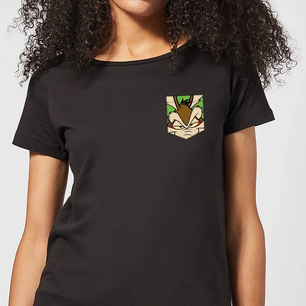 T-Shirt Femme Wile E Coyote Fausse Poche Looney Tunes - Noir - S Image 1