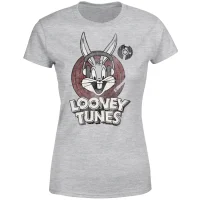 T-Shirt Femme Bugs Bunny Logo Cercle Looney Tunes - Gris