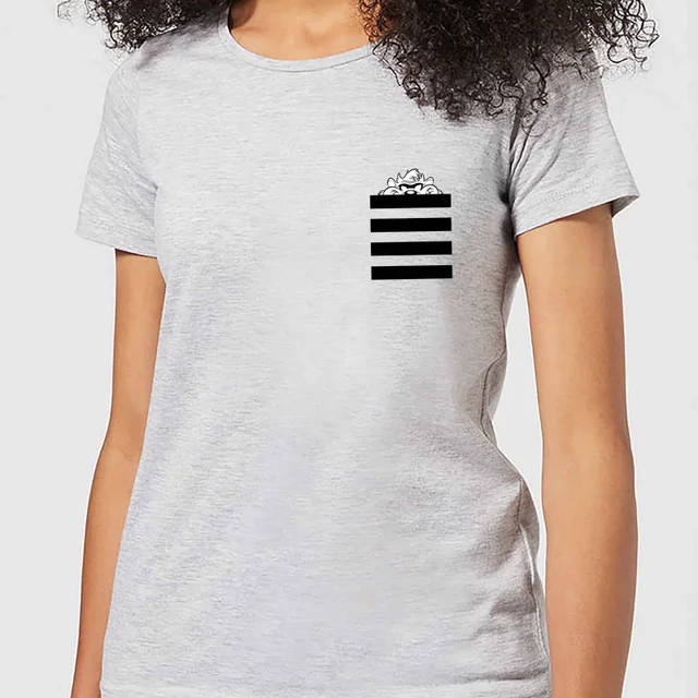 T-Shirt Femme Taz Poche à Rayures Looney Tunes - Gris