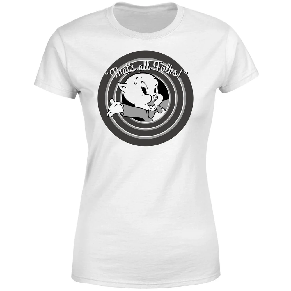 T-Shirt Femme That's All Folks ! Porky Pig Looney Tunes - Blanc - S Image 1