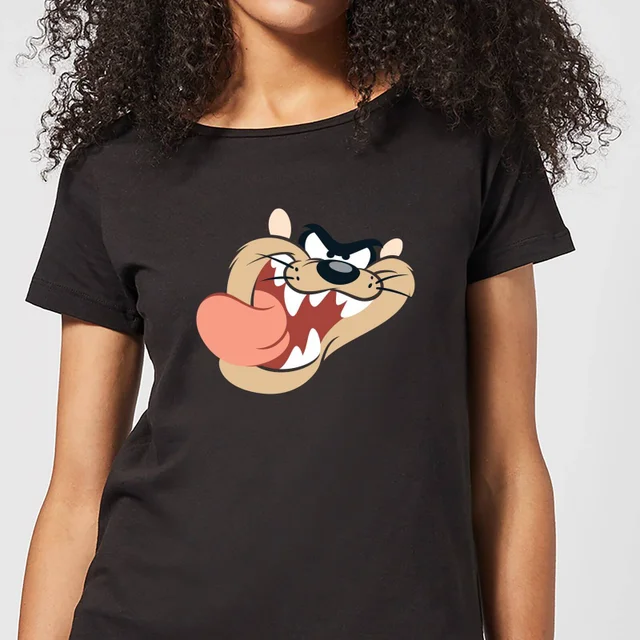 T-Shirt Femme Gros Plan Taz Diable de Tasmanie Looney Tunes - Noir