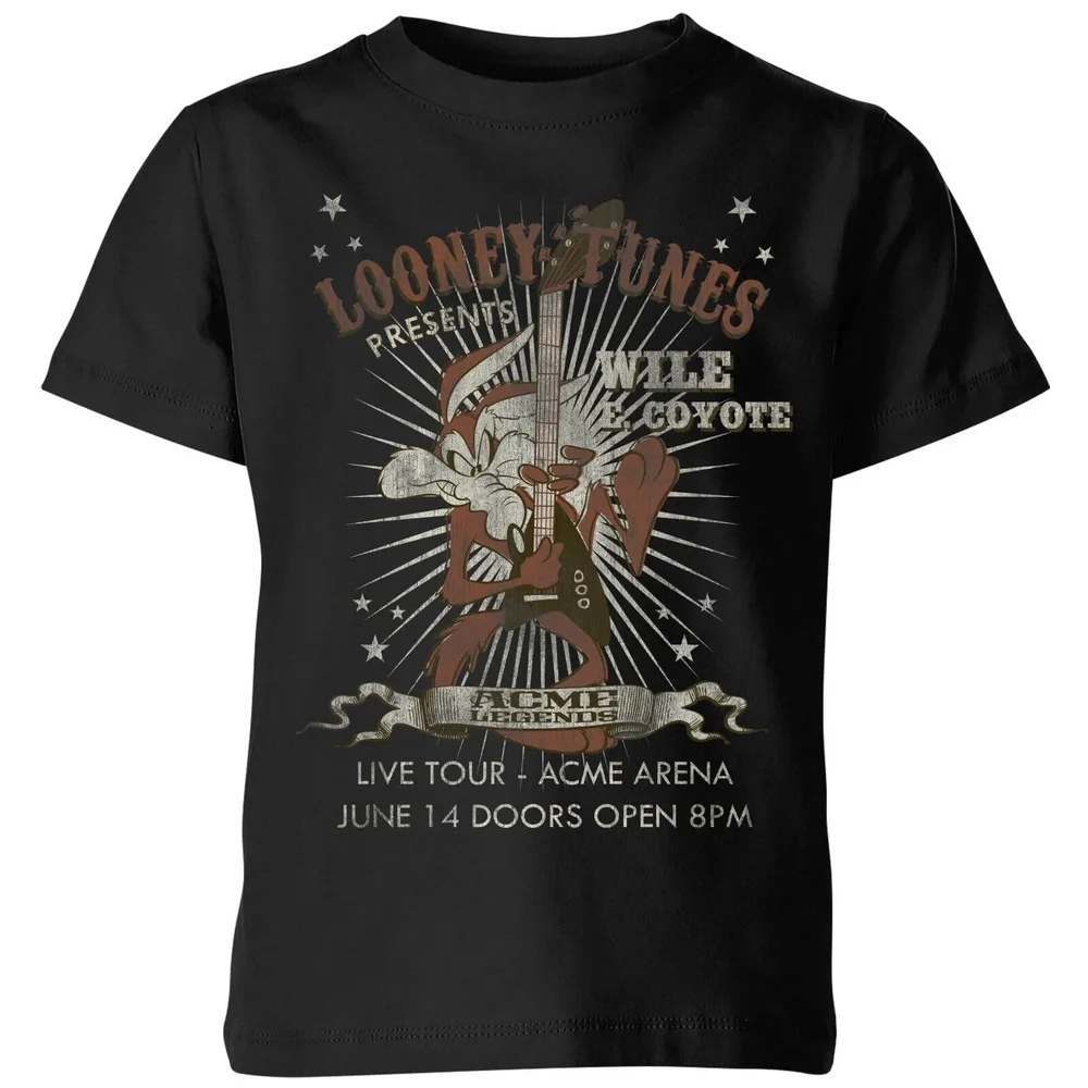 T-Shirt Enfant Wile E Coyote Guitar Arena Tour Looney Tunes - Noir - 3-4 ans Image 1
