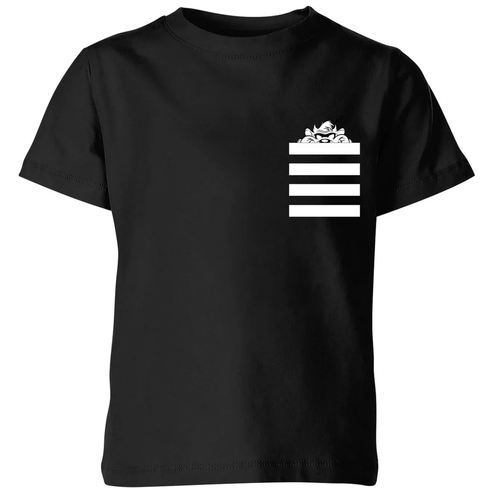 T-Shirt Enfant Taz Poche à Rayures Looney Tunes - Noir - 3-4 ans Image 1
