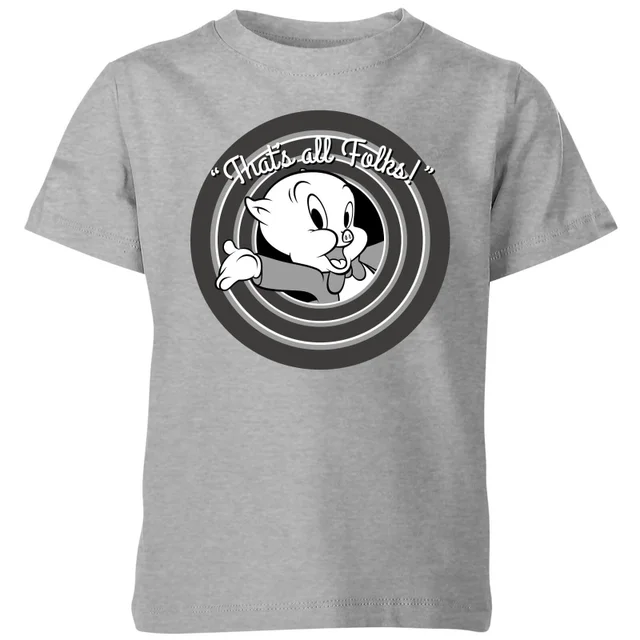 T-Shirt Enfant That's All Folks ! Porky Pig Looney Tunes - Gris