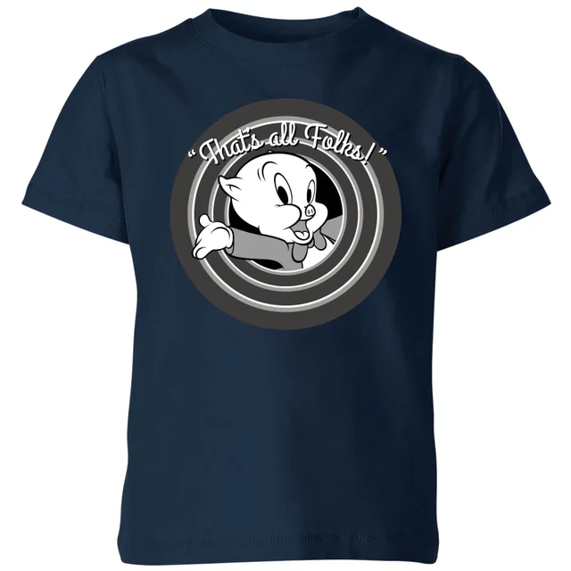 T-Shirt Enfant That's All Folks ! Porky Pig Looney Tunes - Bleu Marine