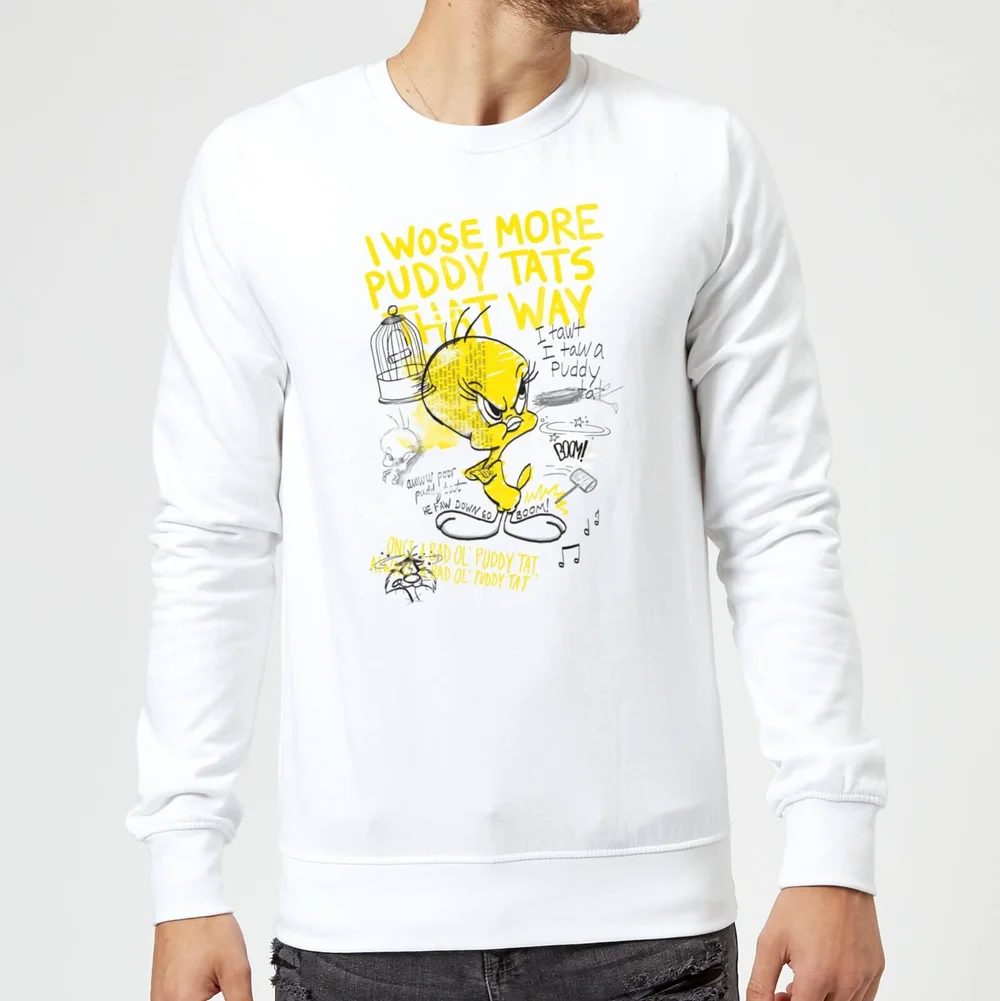 Sweat Homme Titi Fâché Looney Tunes - Blanc - S Image 1