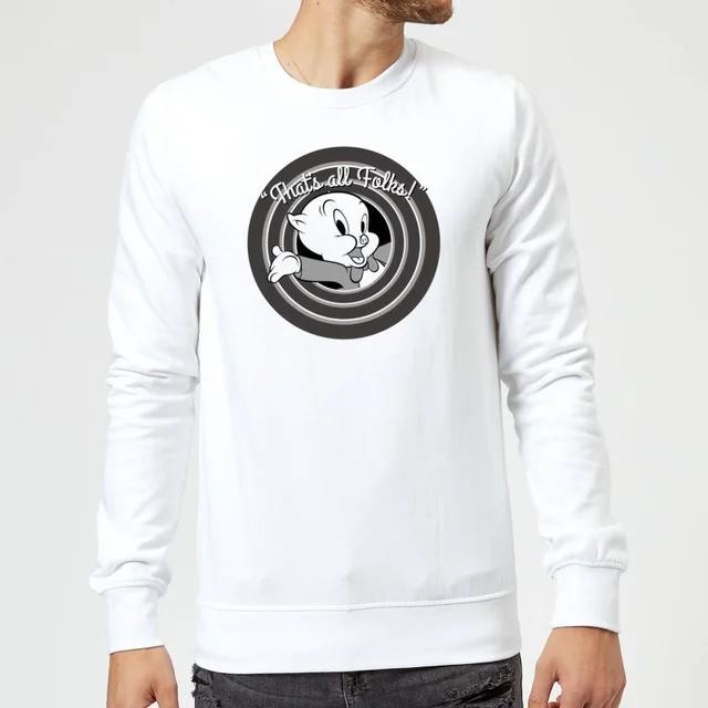 Sweat Homme That's All Folks ! Porky Pig Looney Tunes - Blanc