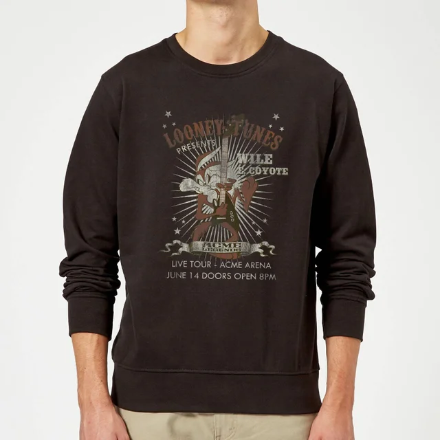 Sweat Homme Wile E Coyote Guitar Arena Tour Looney Tunes - Noir