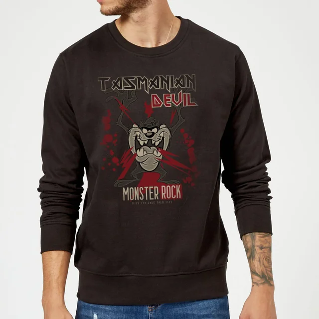 Sweat Homme Taz Diable de Tasmanie Monster Rock Looney Tunes - Noir