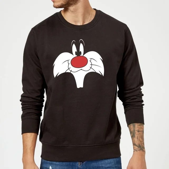 Sweat Homme Gros Plan Sylvestre Grosminet Looney Tunes - Noir