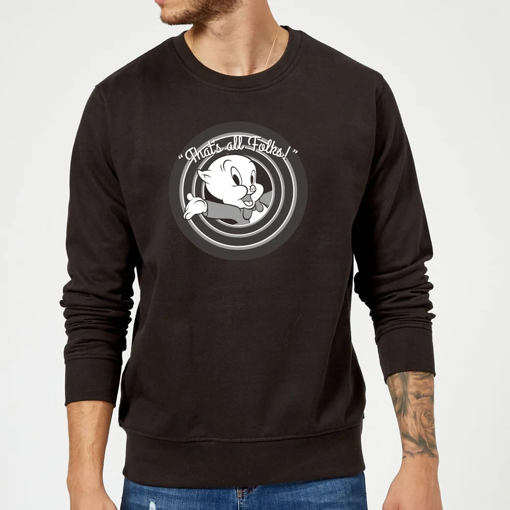 Sweat Homme That's All Folks ! Porky Pig Looney Tunes - Noir - S Image 1