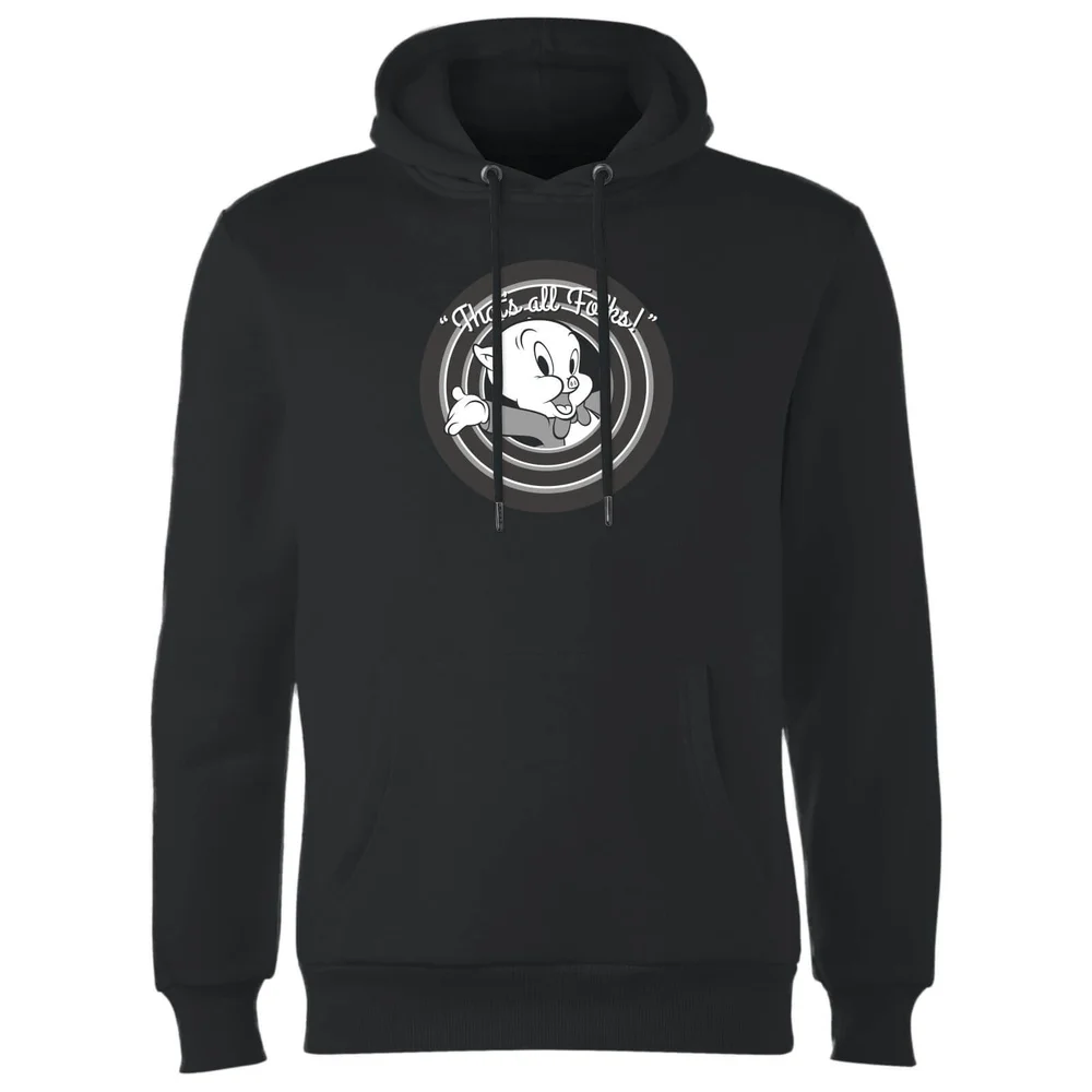 Sweat à Capuche Homme That's All Folks ! Porky Pig Looney Tunes - Noir - S Image 1