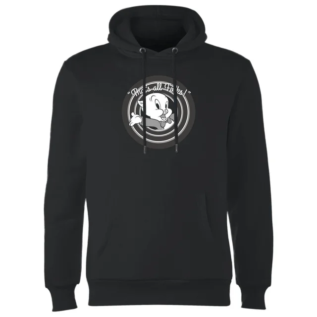 Sweat à Capuche Homme That's All Folks ! Porky Pig Looney Tunes - Noir