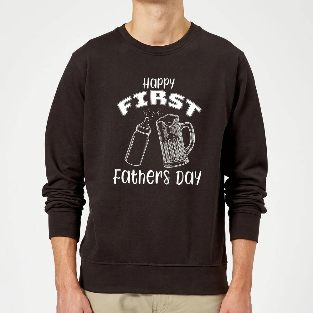 Sweat Homme Happy First Fathers Day - Noir - S - Noir Image 1