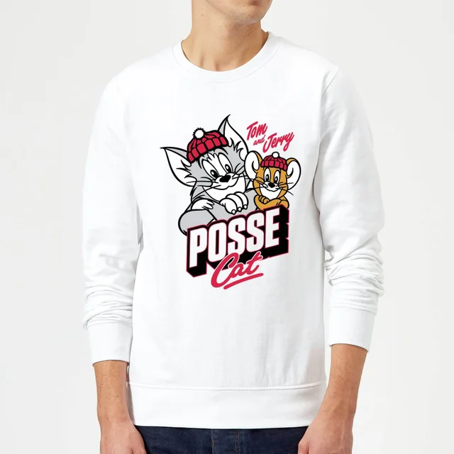 Sweat Homme Posse Cat Tom et Jerry - Blanc