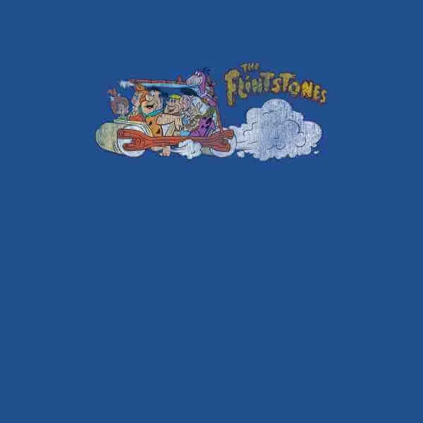 T-Shirt Homme La Famille Pierrafeu Voiture Familiale - Effet Abîmé - Bleu Roi