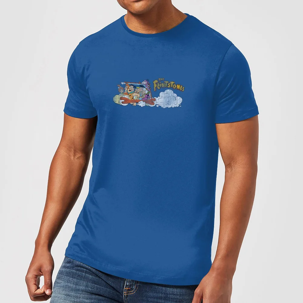 T-Shirt Homme La Famille Pierrafeu Voiture Familiale - Effet Abîmé - Bleu Roi - S Image 1