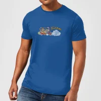 T-Shirt Homme La Famille Pierrafeu Voiture Familiale - Effet Abîmé - Bleu Roi