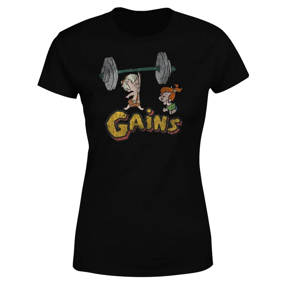 T-Shirt Femme La Famille Pierrafeu Bamm-Bamm Muscu - Effet Abîmé - Noir - S Image 1