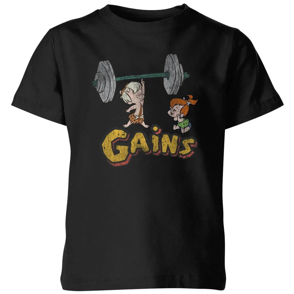 T-Shirt Enfant La Famille Pierrafeu Bamm-Bamm Muscu - Effet Abîmé - Noir - 3-4 ans Image 1