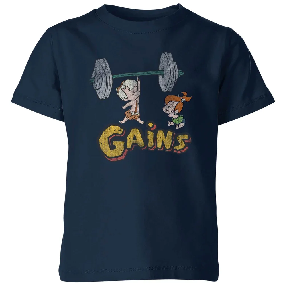 T-Shirt Enfant La Famille Pierrafeu Bamm-Bamm Muscu - Effet Abîmé - Bleu Marine - 3-4 ans Image 1