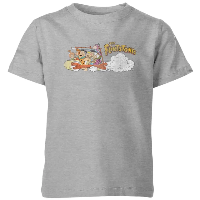 T-Shirt Enfant La Famille Pierrafeu Voiture Familiale - Effet Abîmé - Gris