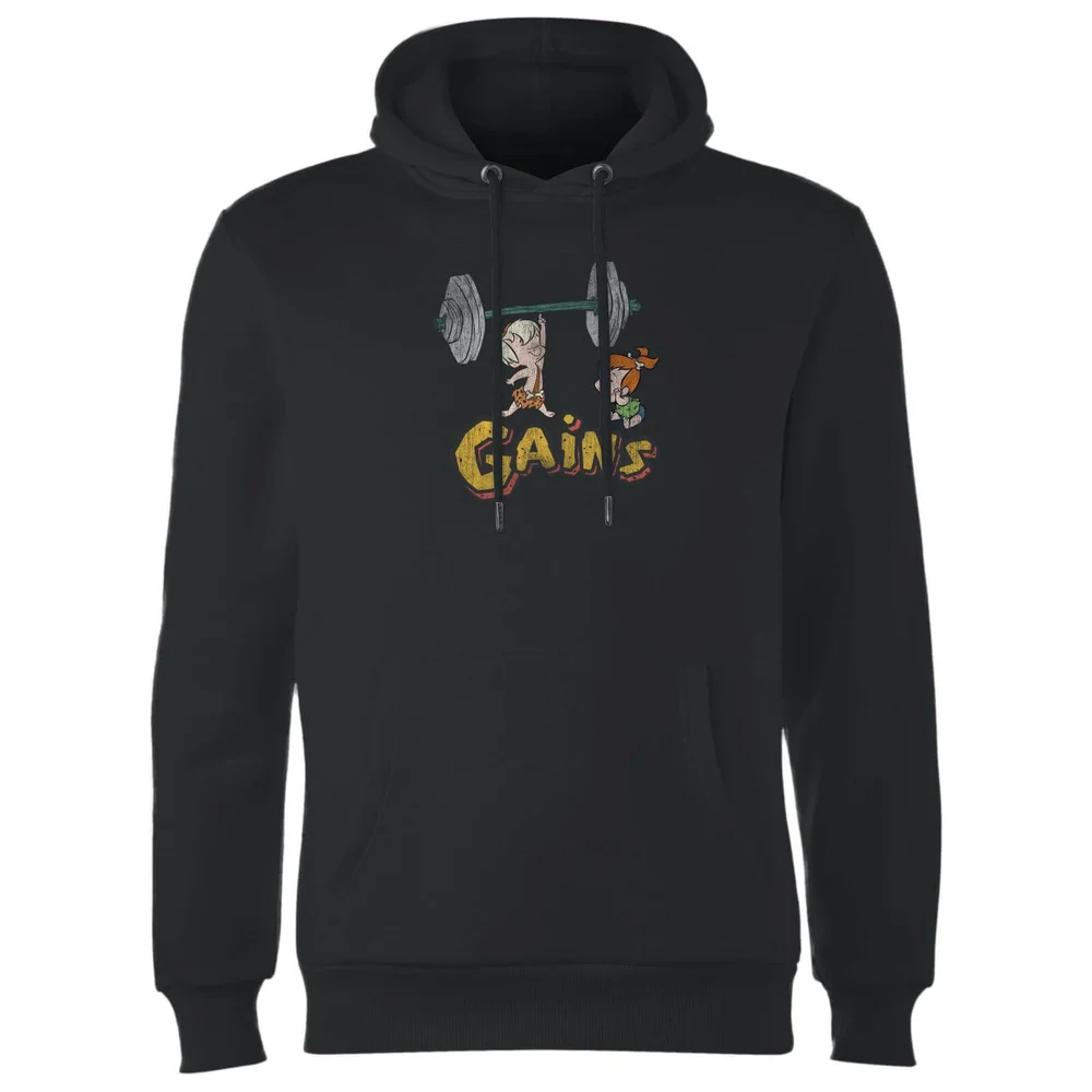 Sweat à Capuche Homme La Famille Pierrafeu Bamm-Bamm Muscu - Effet Abîmé - Noir - S Image 1