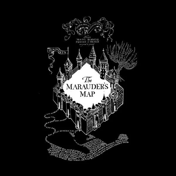 T-Shirt Femme Carte du Maraudeur - Harry Potter - Noir