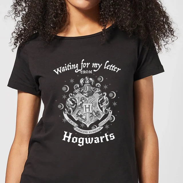 T-Shirt Femme J'attends Ma Lettre de Poudlard - Harry Potter - Noir