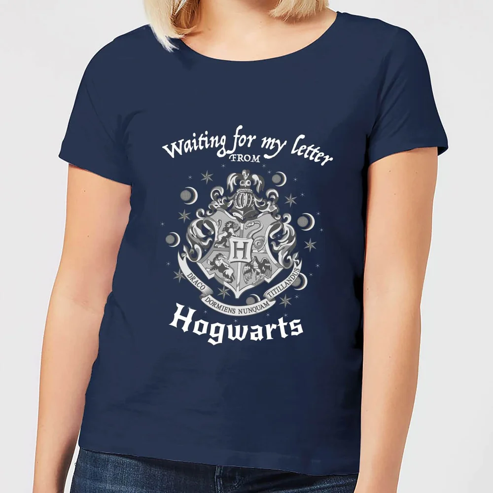 T-Shirt Femme J'attends Ma Lettre de Poudlard - Harry Potter - Bleu Marine - S Image 1