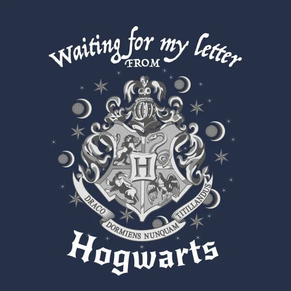 T-Shirt Femme J'attends Ma Lettre de Poudlard - Harry Potter - Bleu Marine