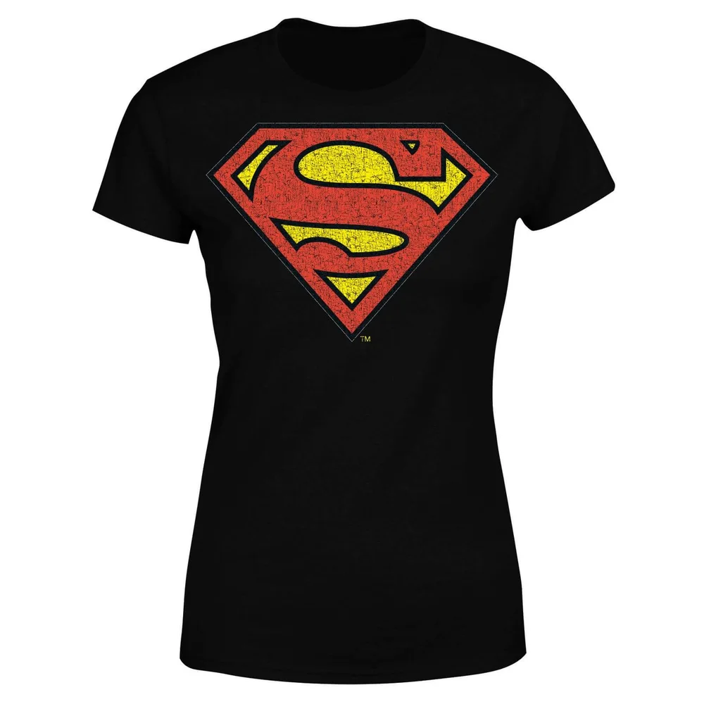 T-Shirt Femme Logo Superman Craquelé DC Originals - Noir - S Image 1