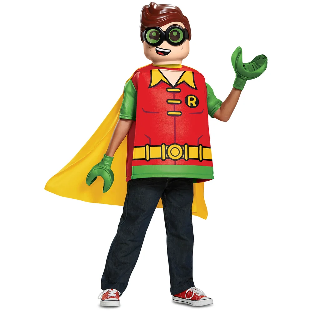 LEGO Batman Movie Kids Robin Classic Fancy Dress - Red/Green - S/4-6 Years - Red/Green Image 1