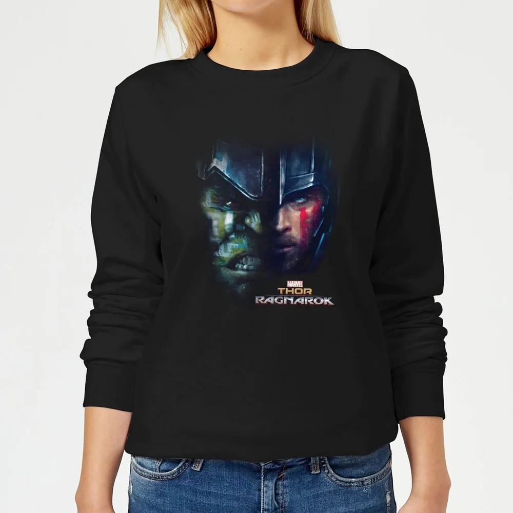 Sweat Femme Marvel - Thor Ragnarok - Visage Divisé de Hulk - Noir - S Image 1