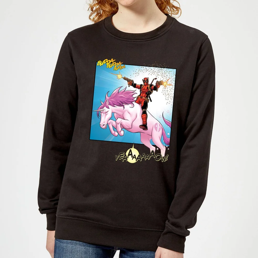 Sweat Femme Deadpool Chevauche une Licorne Marvel - Noir - S Image 1