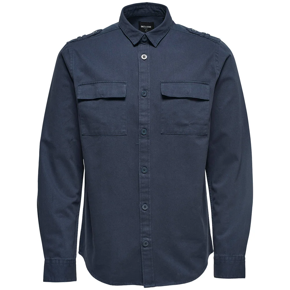 Only & Sons Men's Klaus Long Sleeve Heavy Utility Shirt - Blue Nights - S - Bleu Image 1