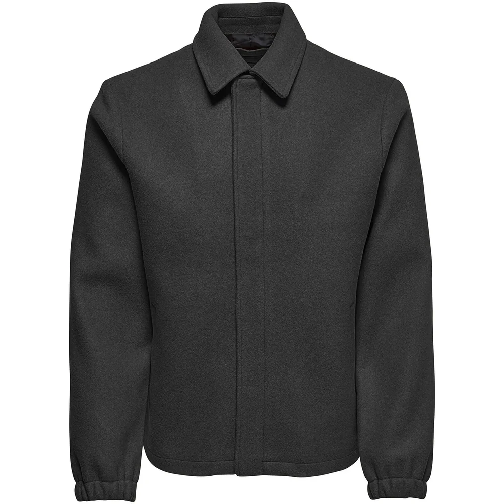 Only & Sons Men's Shawn Wool Jacket - Dark Grey Marl - S - Gris Image 1