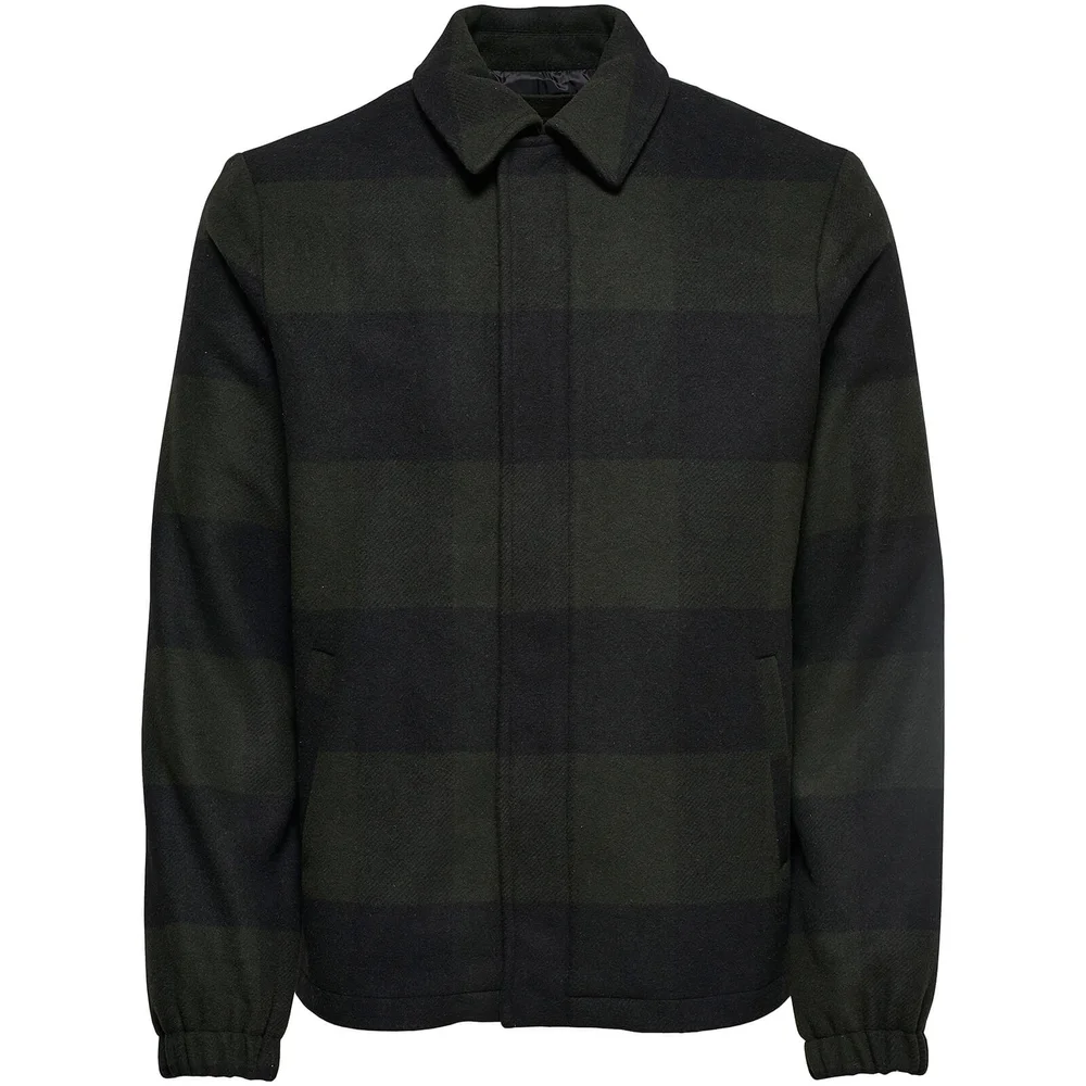 Only & Sons Men's Shawn Wool Jacket - Forest Green - S - Vert Citron Image 1