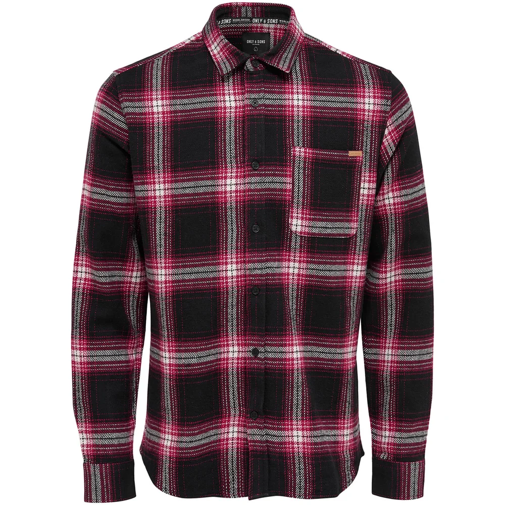 Only & Sons Men's Oconnor Heavy Brushed Check Shirt - Haute Red - S - Rouge Image 1