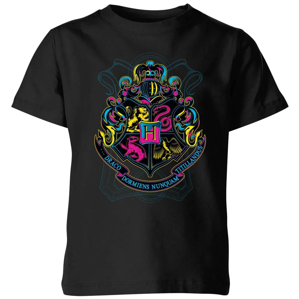 T-Shirt Enfant Blason de Poudlard Néon - Harry Potter - Noir - 3-4 ans - Noir Image 1