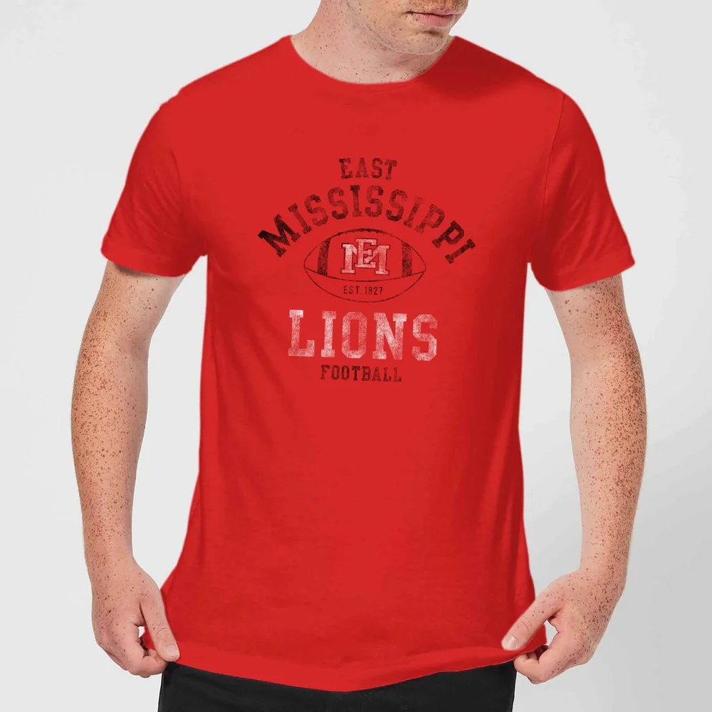 T-Shirt Homme Lions Football Effet Abîmé - East Mississippi Community College - Rouge - S Image 1