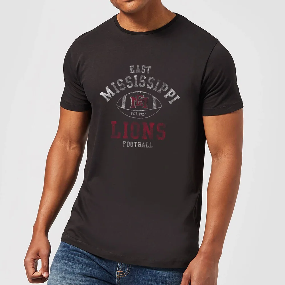 T-Shirt Homme Lions Football Effet Abîmé - East Mississippi Community College - Noir - S Image 1