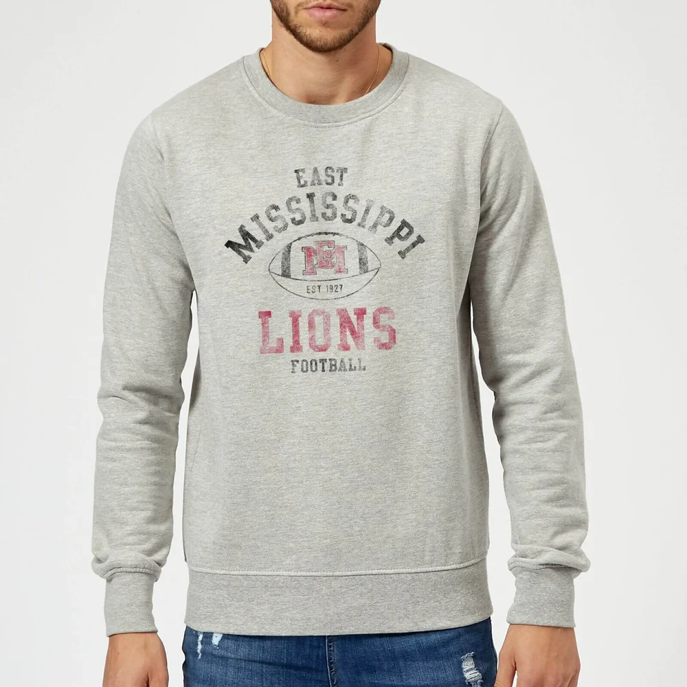 Sweat Homme Lion et Effet Abîmé Football - East Mississippi Community College - Gris - S Image 1