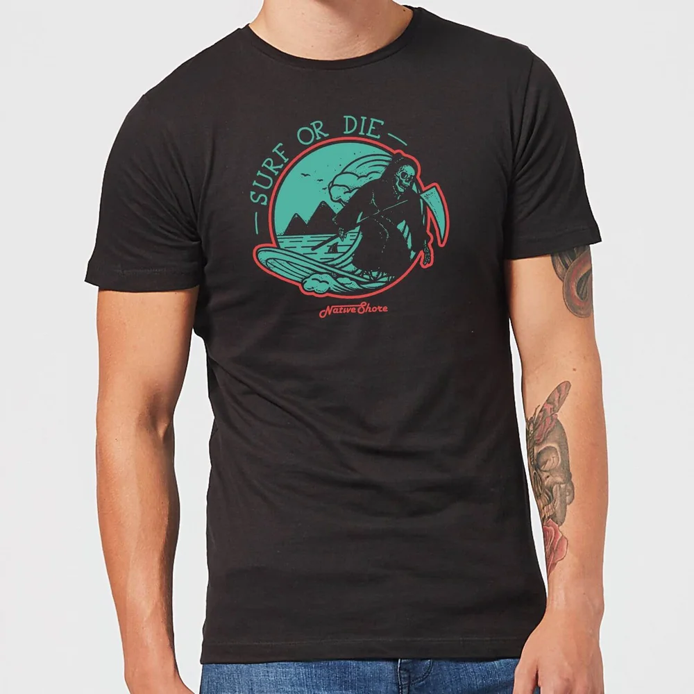 T-Shirt Homme Surf Or Die Native Shore - Noir - 5XL Image 1