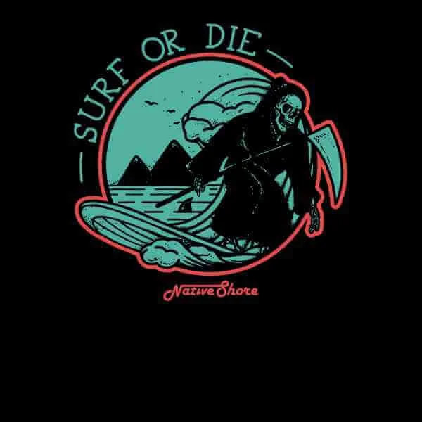 T-Shirt Homme Surf Or Die Native Shore - Noir