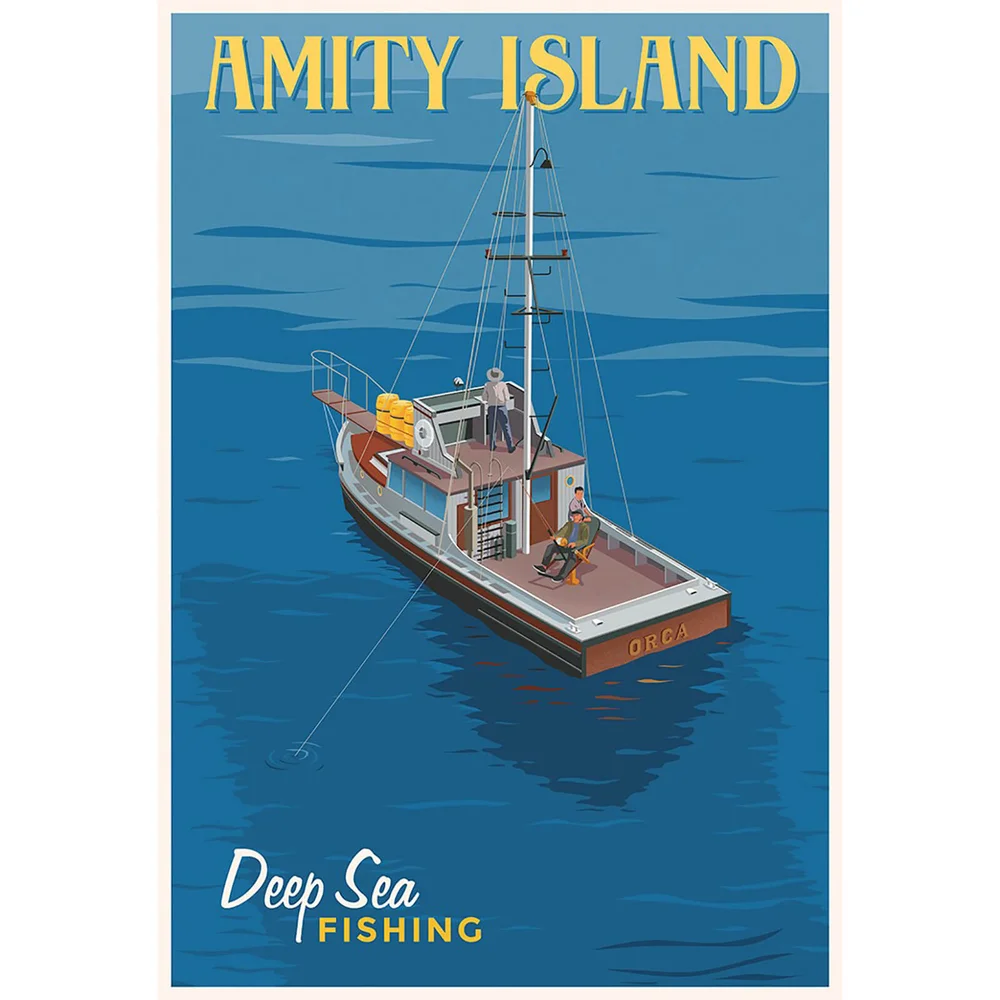 Affiche Les Dents de la Mer "Deep Sea Fishing" par Steve Thomas - Édition Limitée 33 cm x 46 cm - Exclusivité SDCC Image 1